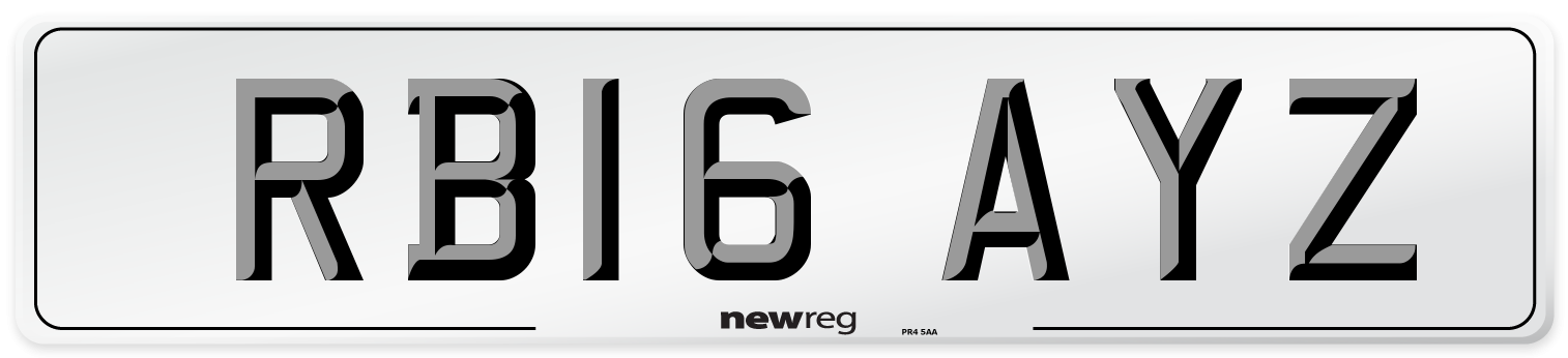 RB16 AYZ Number Plate from New Reg